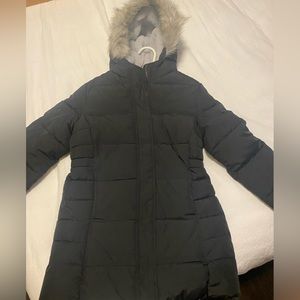 Girl’s black fur lined parka